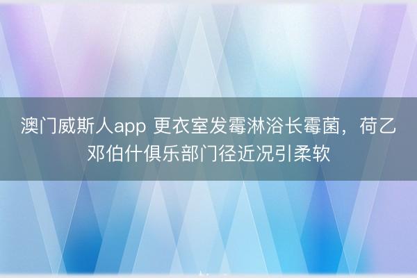 澳门威斯人app 更衣室发霉淋浴长霉菌，荷乙邓伯什俱乐部门径近况引柔软