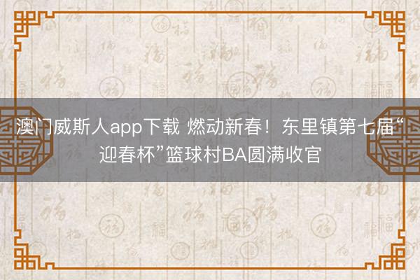 澳门威斯人app下载 燃动新春！东里镇第七届“迎春杯”篮球村BA圆满收官