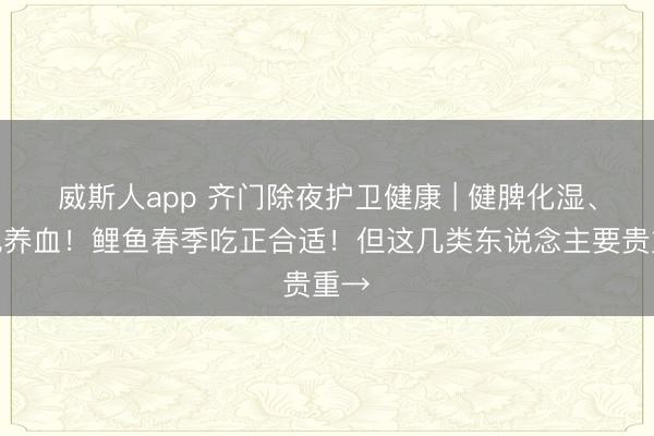 威斯人app 齐门除夜护卫健康 | 健脾化湿、补气养血!鲤鱼春季吃正合适!但这几类东说念主要贵重→