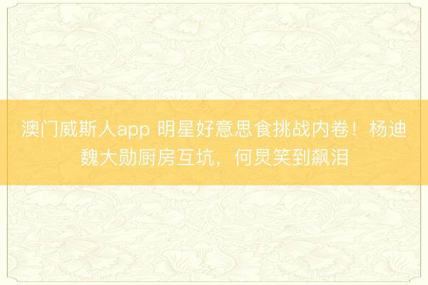 澳门威斯人app 明星好意思食挑战内卷！杨迪魏大勋厨房互坑，何炅笑到飙泪
